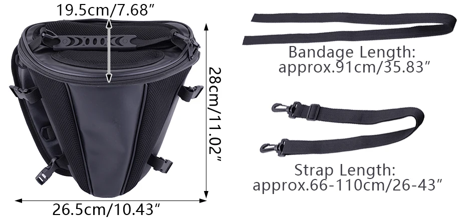 DWCX черный микрофибра Мотоцикл Хвост сумка на заднем сиденье хранения носить ручной плечо водостойкая повязка ремень сумка Держатели