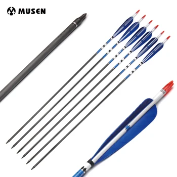 

6/12pcs 80cm Spine 400 Carbon Arrow with Blue Turkey Feather and Iron Arrowhead Shooting Hunting Archery Arrows Bow Wholesale