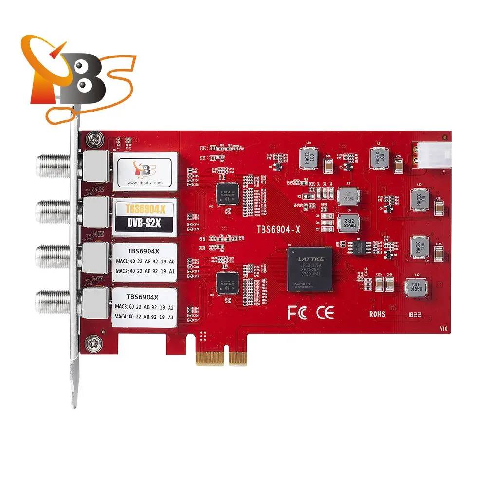 

TBS6904X DVB-S S2 S2X PCIe Satellite Quad Tuner Card for TV Watch and Record Digital FTA Channels on PC