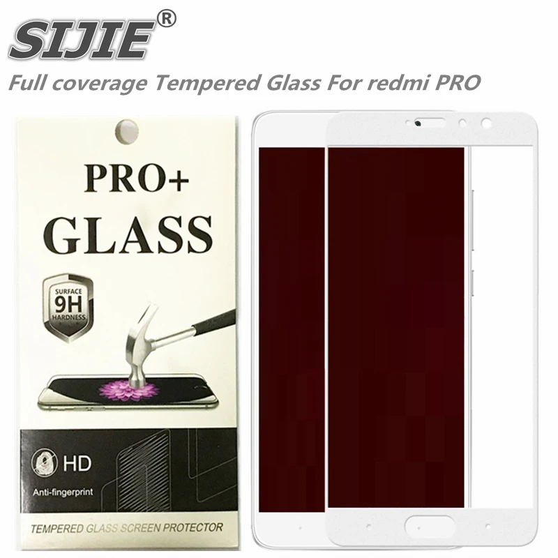 

SIJIE Full coverage Tempered Glass For redmi PRO Screen Protector front 9H thin cover black White gold with Retail Package