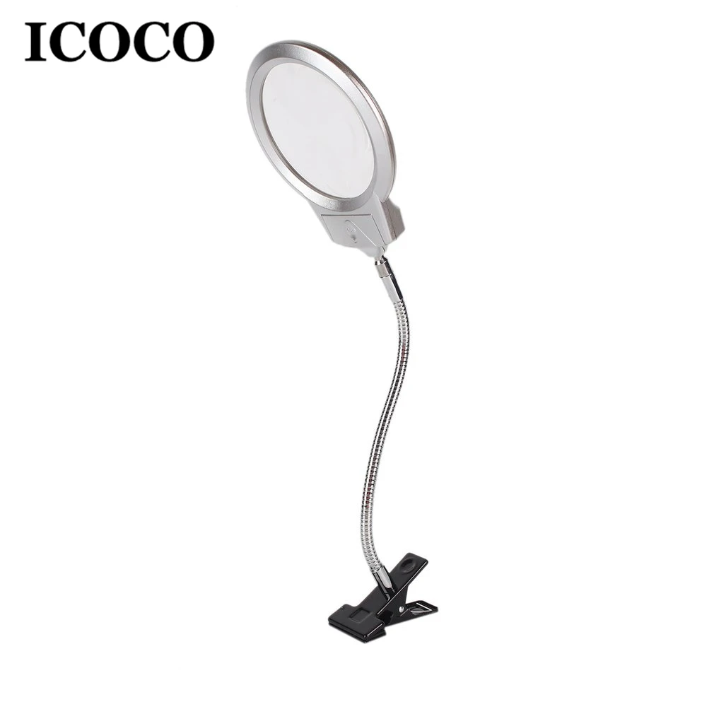 ICOCO Clip On Desktop Illuminated Magnifier Magnifying Glass Reading Loupe Metal Hose LED Lamp Top Desk Magnifier With Clamp|Novelty Lighting| - AliExpress