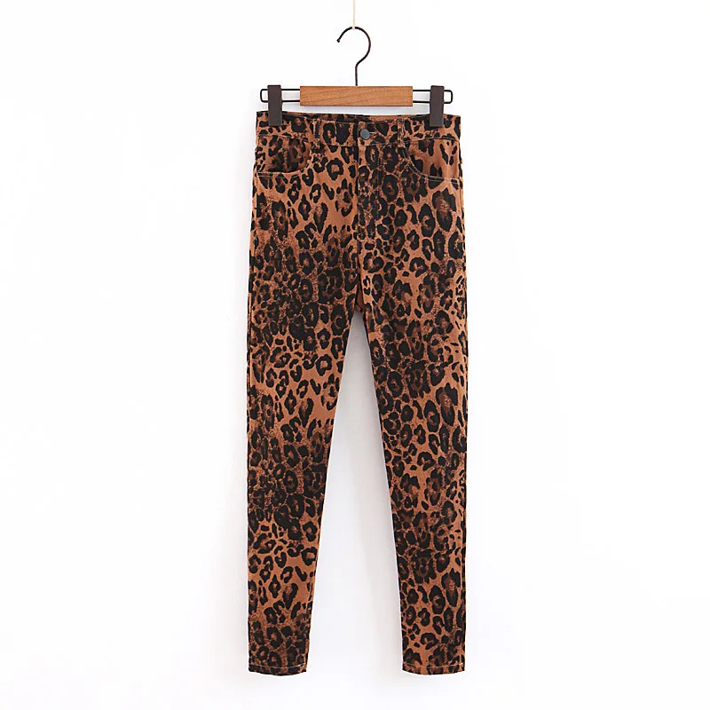 Сексуальные леопардовые джинсы с высокой талией, женские уличные панковские узкие джинсовые штаны, осенние джинсы для женщин в стиле бойфренд размера плюс, брюки
