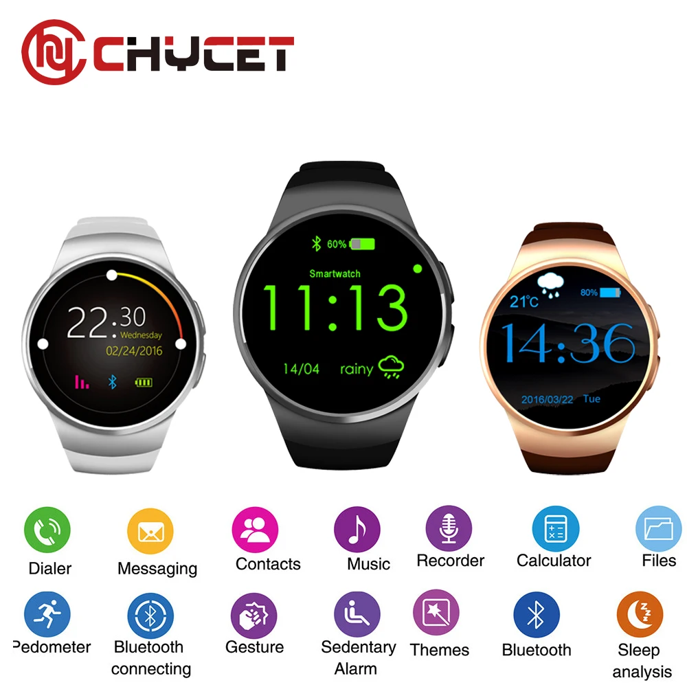 

Chycet 2016 Hot Bluetooth Smart Watch Phone KW18 Sim And TF Card Heart Rate Reloj Smartwatch Wearable App For IOS Android mp3