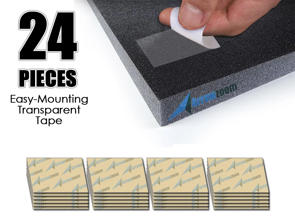 Arrowzoom 24 pcs Pack Acoustic Foam Panel Easy Mounting Sticky Tabs
