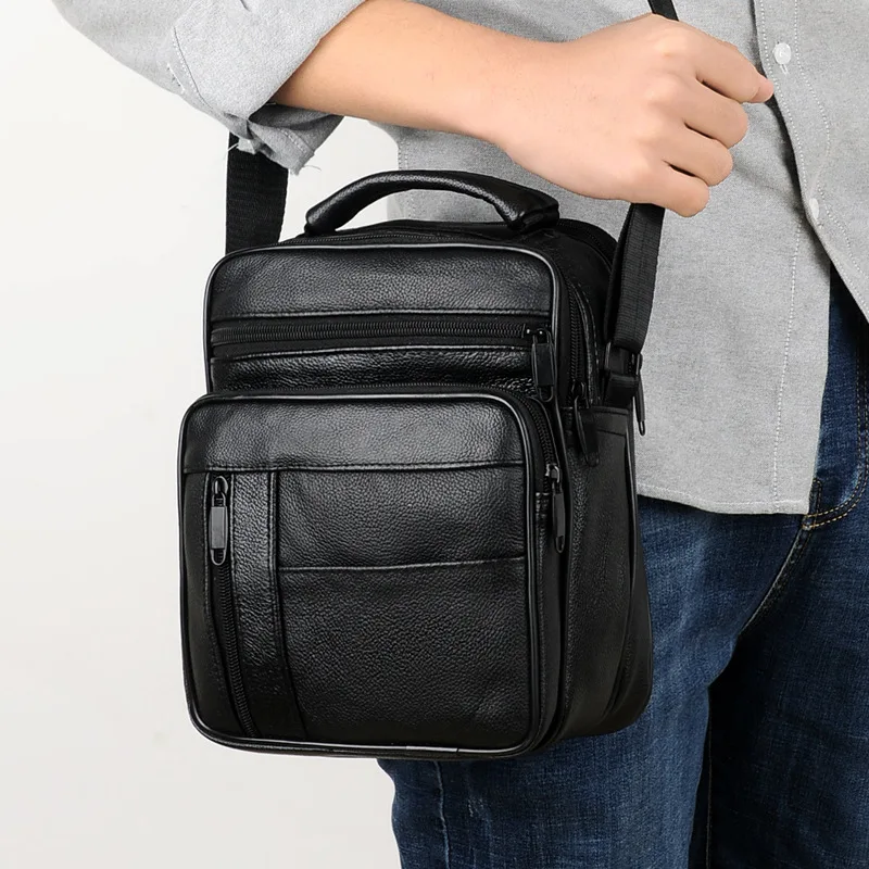 

2019 New Casual Men's Business Genuine Leather Mini Crossbody Bag Cow skin Small Men Single Shoulder Messenger Bags High Quality