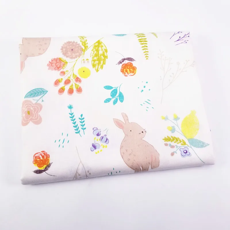

Patchwork Fabric Printed Lovely Rabbit Breathable Fabric For Home Textile Material Bed Sheet Soft Cloth Quilting Tecido Material