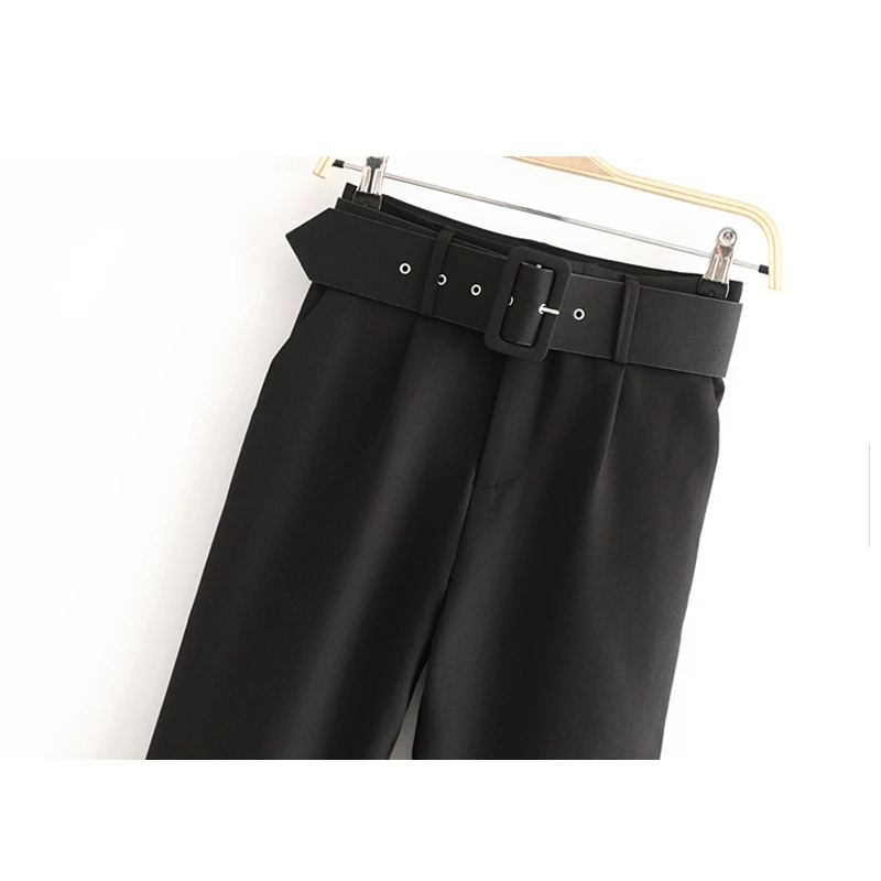 Black Suit Pants High Waist Pants Sashes Pockets Office Pants Fashion women bottoms Pencil Pants Black Suit Pants High Waist Pants Sashes Pockets Office Pants Fashion women bottoms Pencil Pants