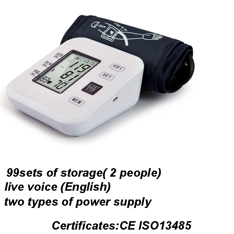 

Live Voice Automatic Arm Blood Pressure Monitor two types of power supply 99sets of storage( 2 people)