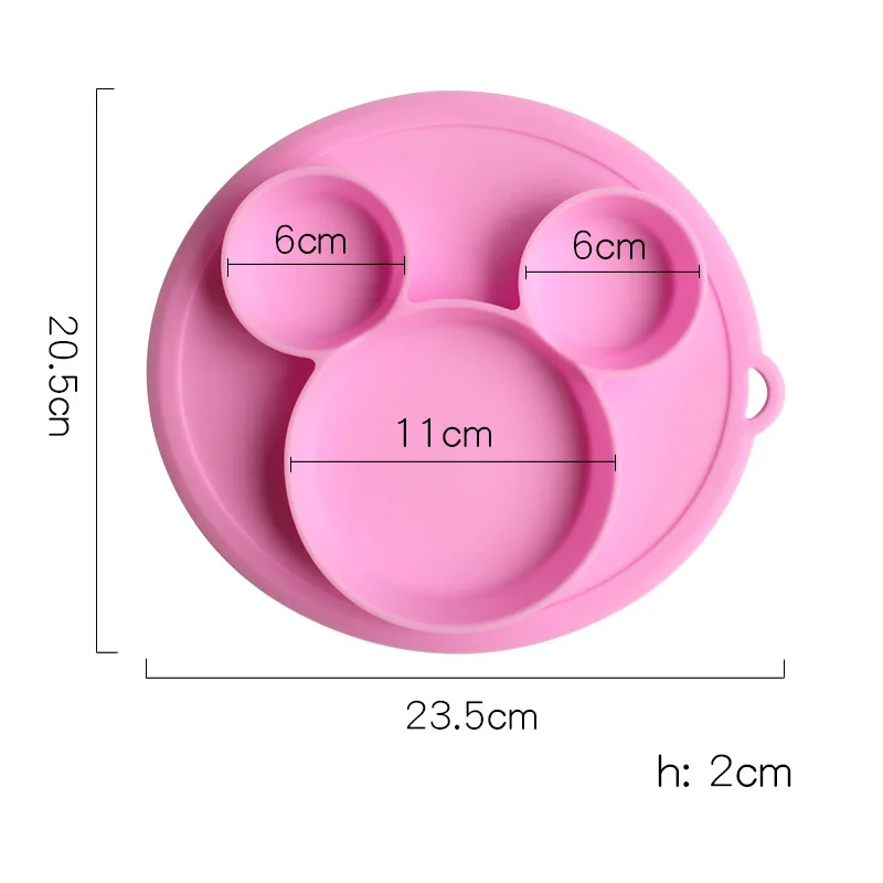 Детский Силиконовый поднос, детская миска и тарелка силиконовая для кормления малышей, миска для детей, силикагель, посуда для детей - Цвет: Розовый