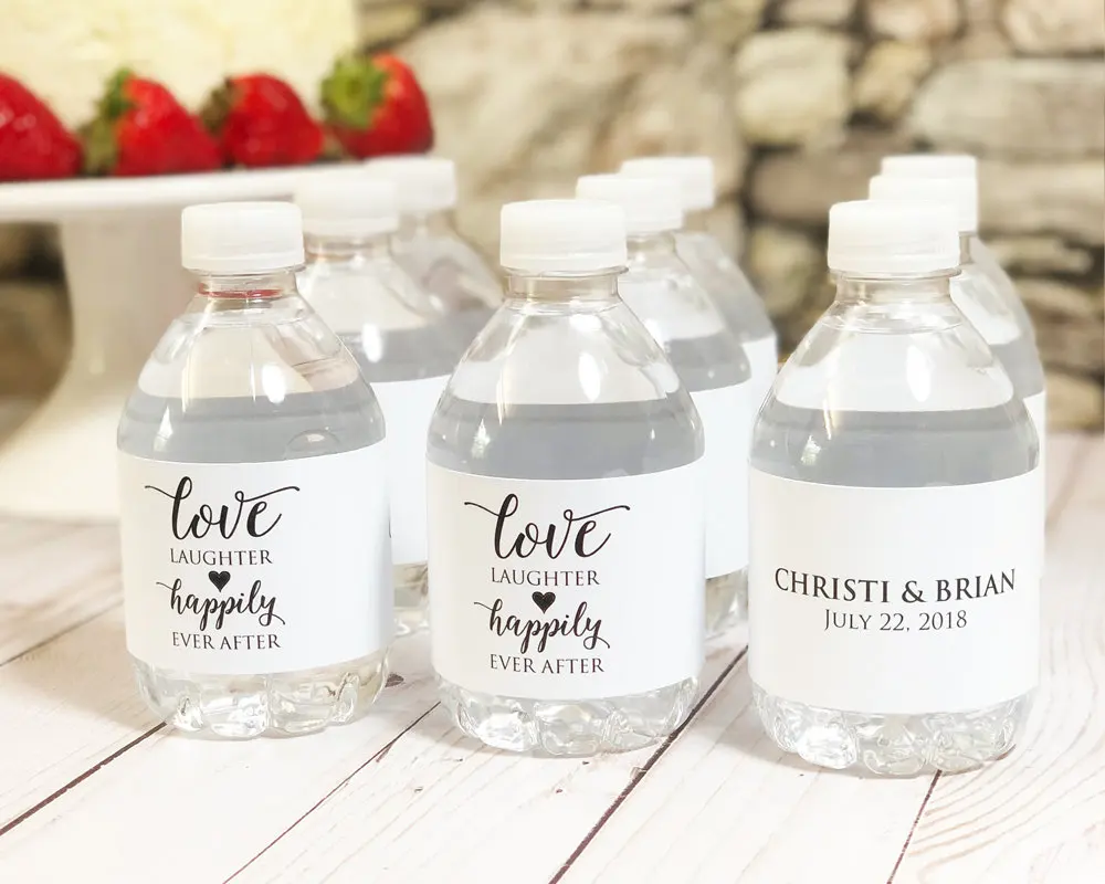 

24 Pieces, Custom Love Ever After Wedding Custom Water Bottle Labels, Personalized Water Bottle, Birthday, Anniversary