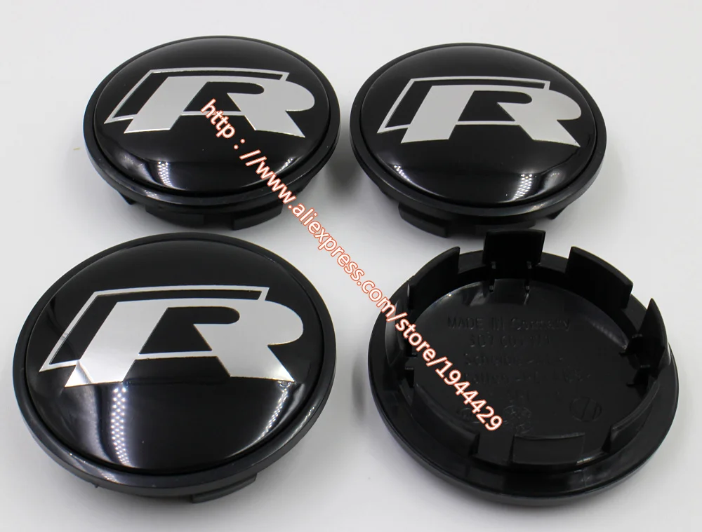4pcs 65mm VW R Logo Wheel Center Hub Caps FOR Golf R20 R36 R line