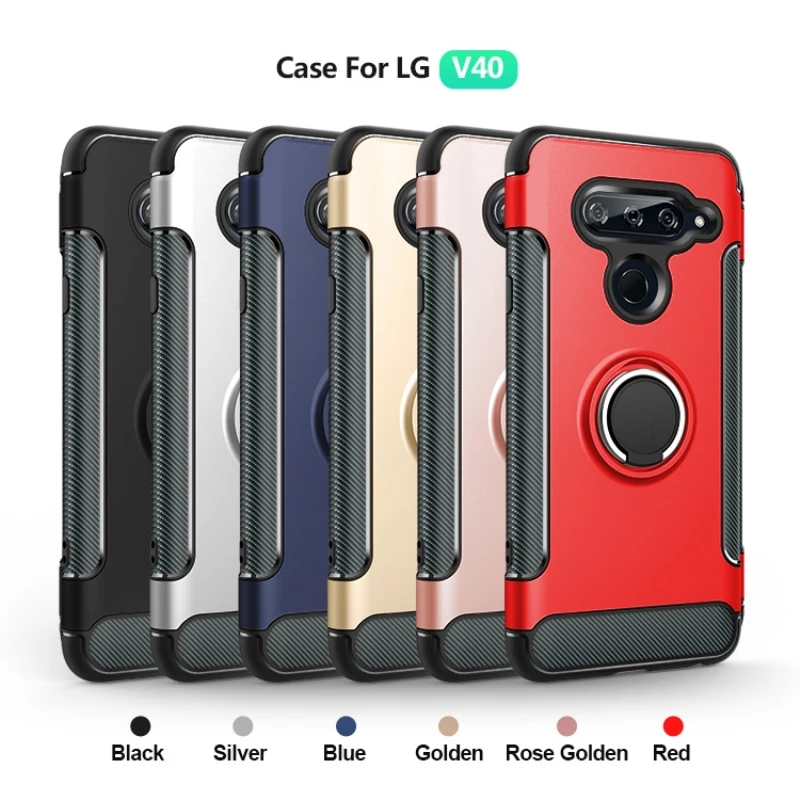 Чехол для LG V40 ThinQ армированный чехол-накладка полная защита кольцо магнетизм держатель Телефон задняя оболочка СПС LG V40 ThinQ Coque Funda 6,2"