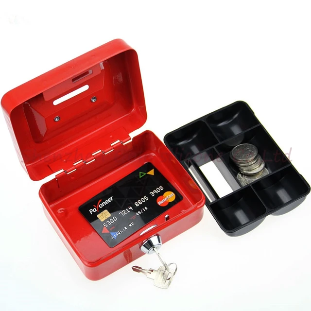 mini petty cash money box stainless steel security lock lockable