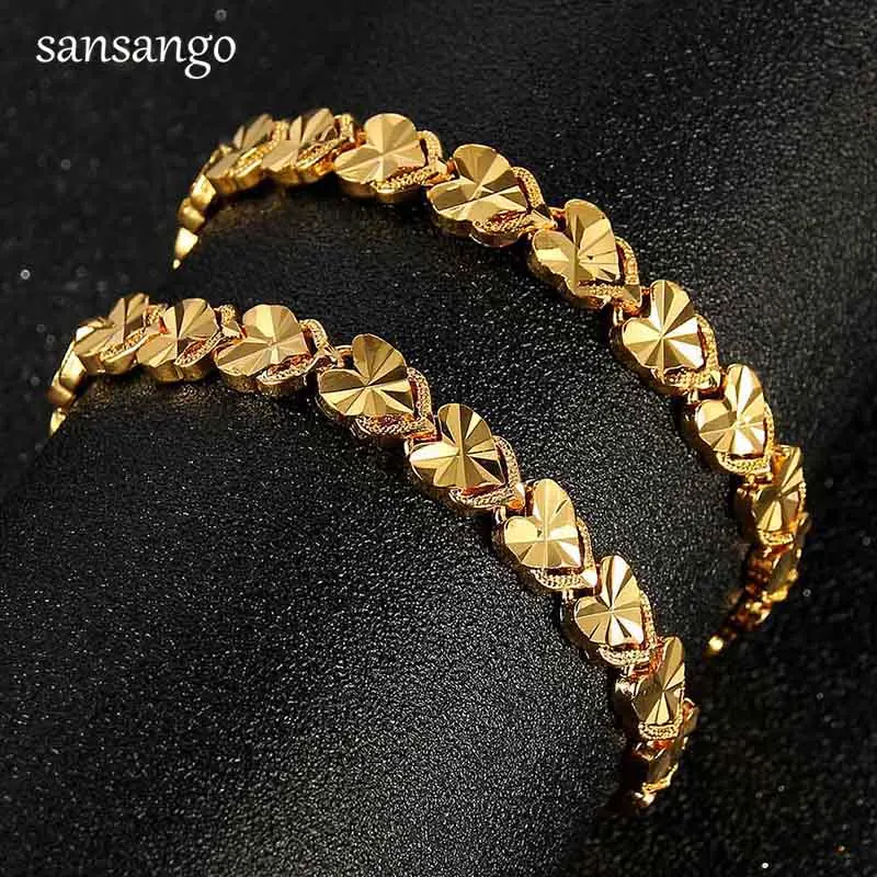 New Arrival Hip Hop 24K Golden Curb Link Chain Bracelet Male Jewelry For Men Women Luxury Bangle Party Gift Wholesale 18cm