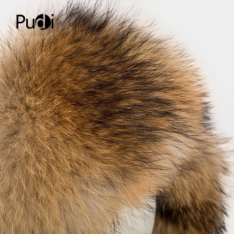 Pudi HF709 женские шапки из натурального меха енота и лисы новые брендовые зимние теплые шапочки-бомберы цвета зимняя шапка