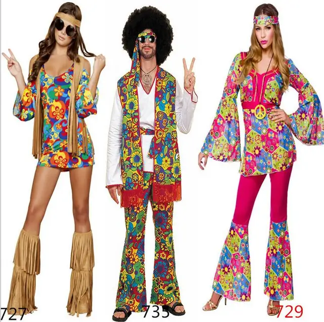 Free shipping New 2017 Ladies 80s Retro Hippie Go Go Girl Disco Costume ...