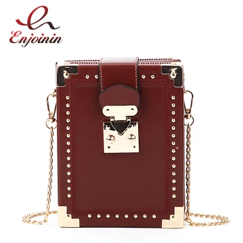 

Box Design Rivet Metal Buckle Fashion Style Pu Ladies Daily Shoulder Bag Crossbody Mini Purse For Women Flap Handbag Clutch Bag