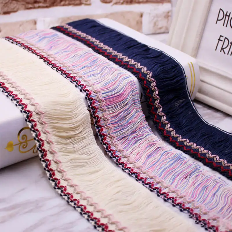 1y/3y 6cm Cotton Thread Tassel Lace Ribbons Trim Fringe Fabric Apparel