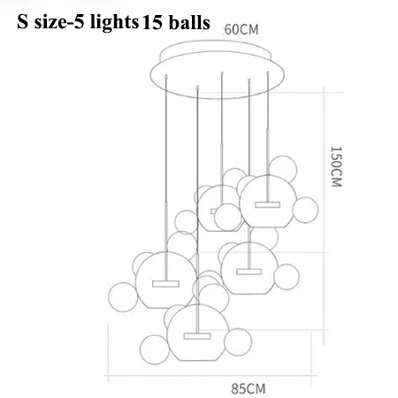 Современные светодиодные люстры с Микки Маусом, освещение для столовой, матовые стеклянные пузырьки, светодиодная Люстра для гостиной, медные металлические подвесные светильники - Цвет абажура: S size-25 ball round