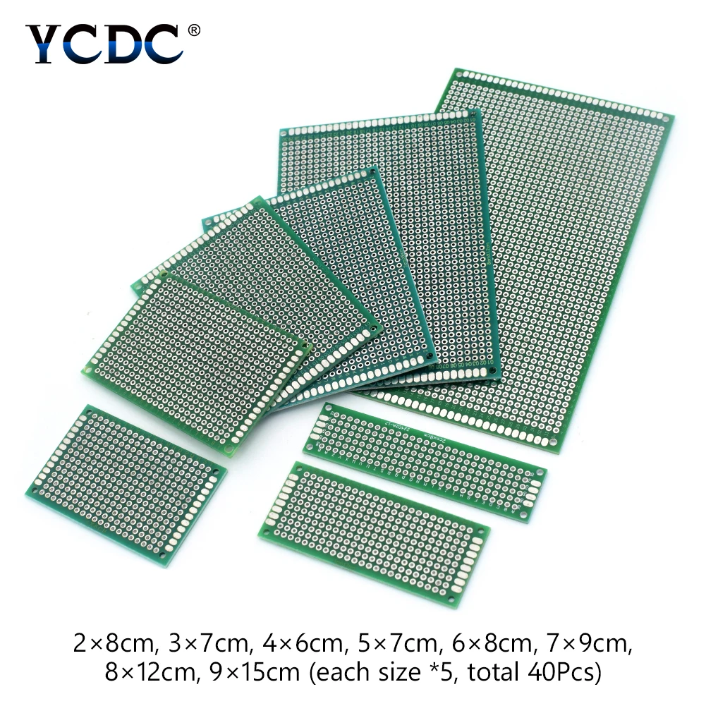 80Pcs Set PCB Printed Circuit Board Duel Sides Prototype Breadboard 8 Sizes