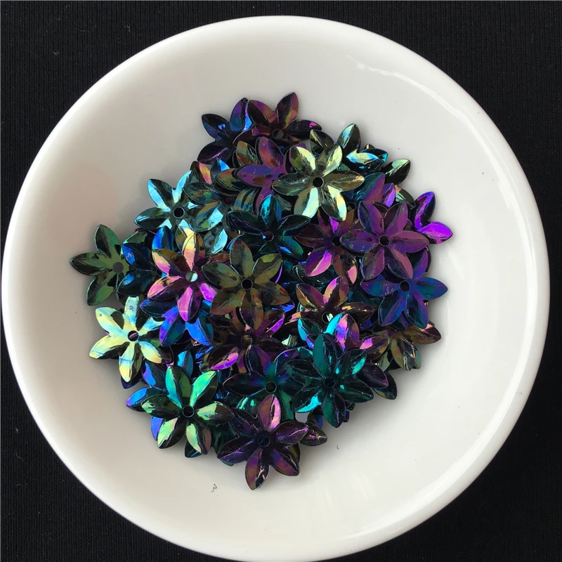 

500Pcs/Lot Plated Black 12mm Six petal Flowers Sequins Paillettes Sewing Embellishment Findings for Women Garments Accessories