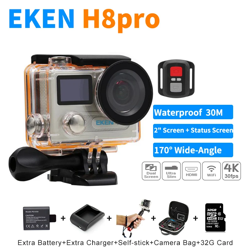 Buy Cheap 2017 New EKEN H8 Pro Original Action Camera Ultra 4K/30fps Ambarella A12 Remote WiFi Helmet Cam Go Pro Waterproof Sports Camera