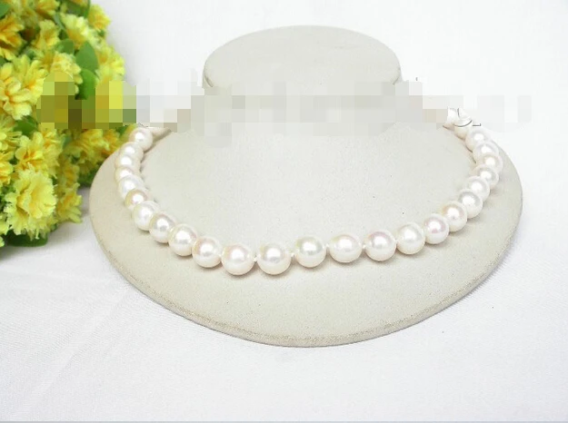 

18" natural 12mm round white Freshwater pearls necklace filled gold j8763 ^^^@^Noble style Natural Fine jewe fast SHIPPING