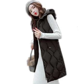 

New Fashion 2018 Autumn Winter Women Warm Vest Female Hooded Office Lady Down Cotton Waistcoat Plus Size 3XL Thicken Vest CQ2227