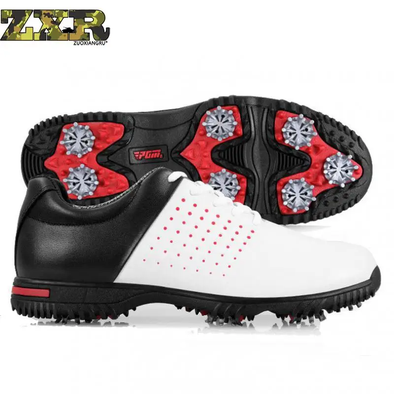 

Microfiber Leather Breathable Waterproof Patent Men Sport Shoes Activities Nail Anti-skid Good Grip Resistant Golf Shoes Pgm