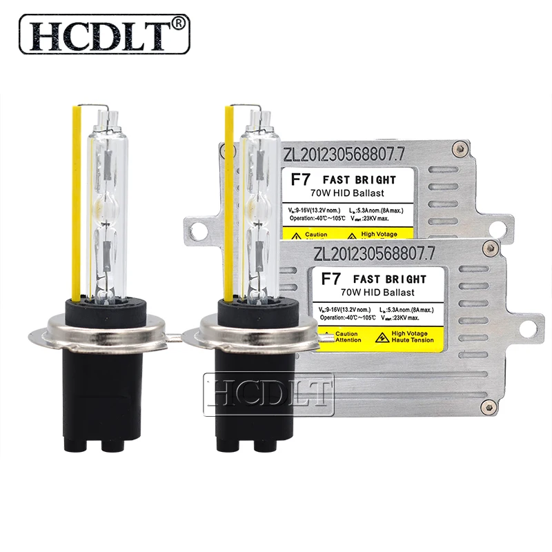HCDLT 12V 70W D2H Fast Bright Headlight Kit AC 70W DLT F7 HID Ballast Kit Xenon H7 5500K HID Xenon H1 HB3 HB4 H11 Car Light Bulb (2)