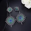 CWWZircons Sparkling Star Shape Black Color Mix Green Blue CZ Zirconia Stones Big Long Dangle Earrings for Women CZ028 ► Photo 2/6