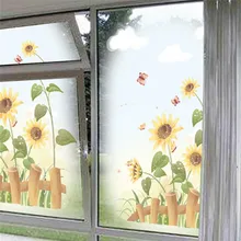 Por Sunflower Poster Lots From China Garden Sunflower Wall Sticker Beautiful Scenery Decal Bedroom Living Room Window Art Home Decor Poster Mural