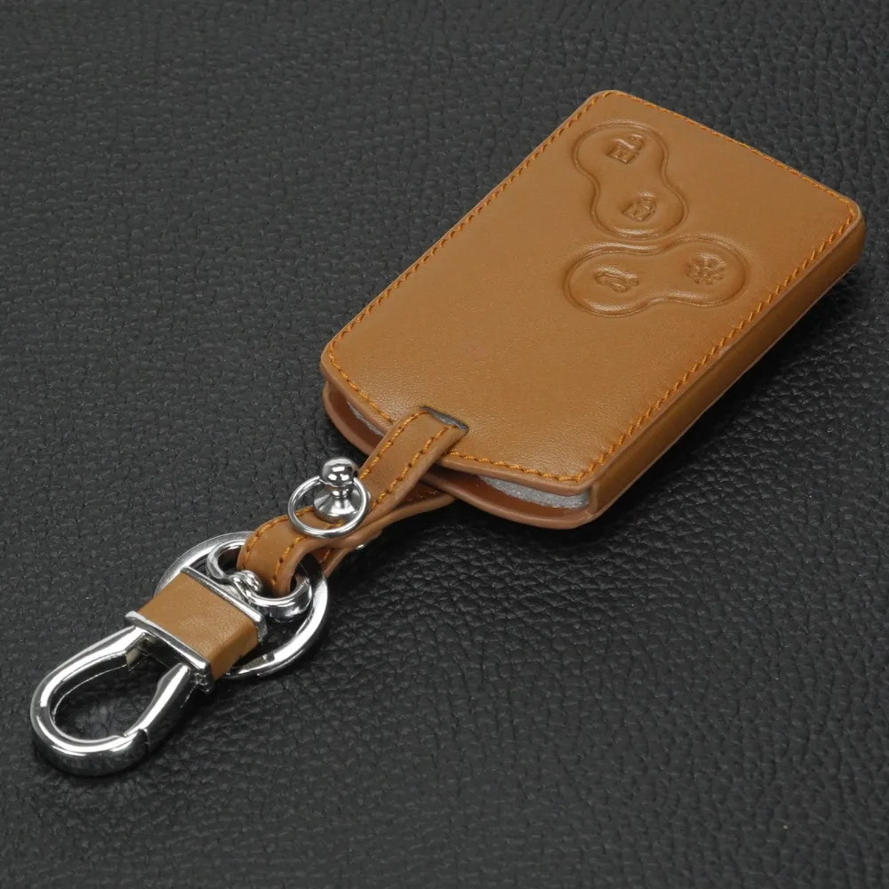 Jingyuqin Leather Keychain Key Case Holder For Renault Clio Scenic Megane Duster Sandero Captur Twingo Koleos protector Cover key case key case cover keychain holder car key chain