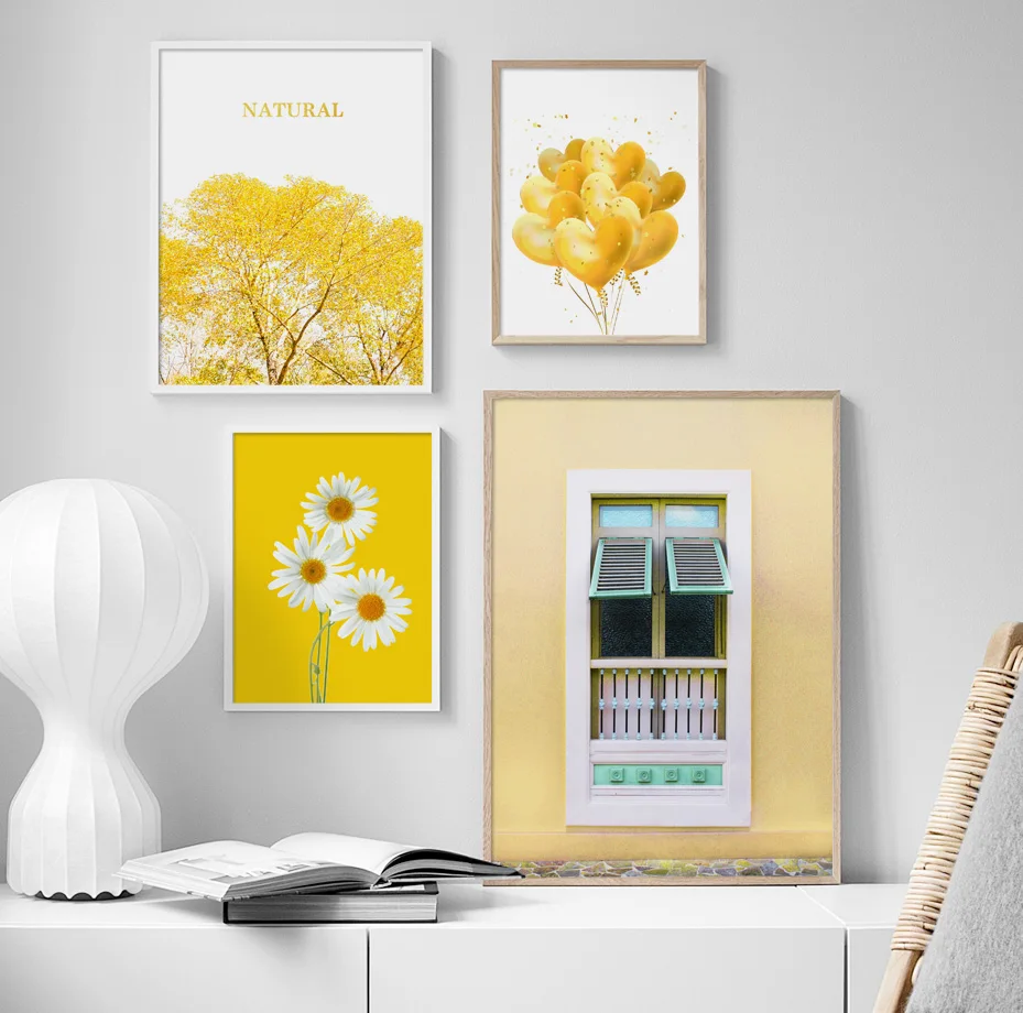 Waliicorners Wall Art Nordic Posters Landscape Flower Balloon Window Leaf Tree Wall Pictures Home Decor 21