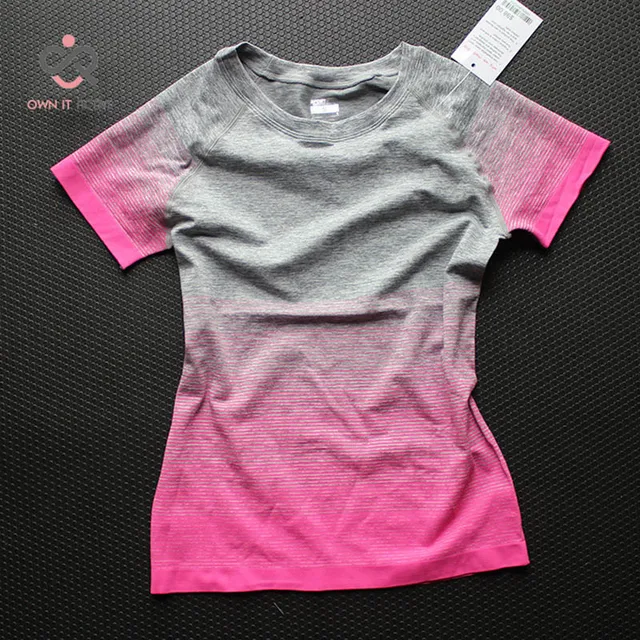 Gym Women s Sport Shirts Quick Dry Running T shirt Sleeve Fitness Clothes Tees Tops Deporte