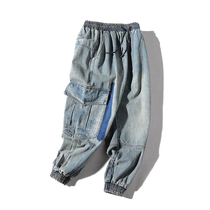 

Men's Spring Jeans Men's fashion casual Loose Blue Denim Pants High Street Punk Style Jogger Pants Size 3XL