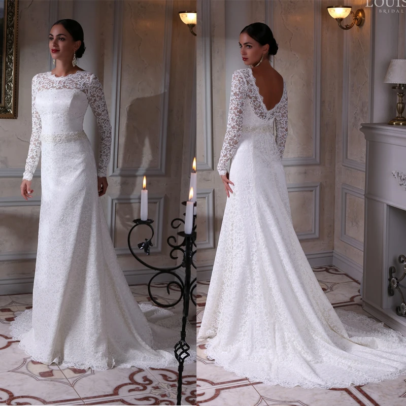 Long sleeve summer wedding dresses plus size
