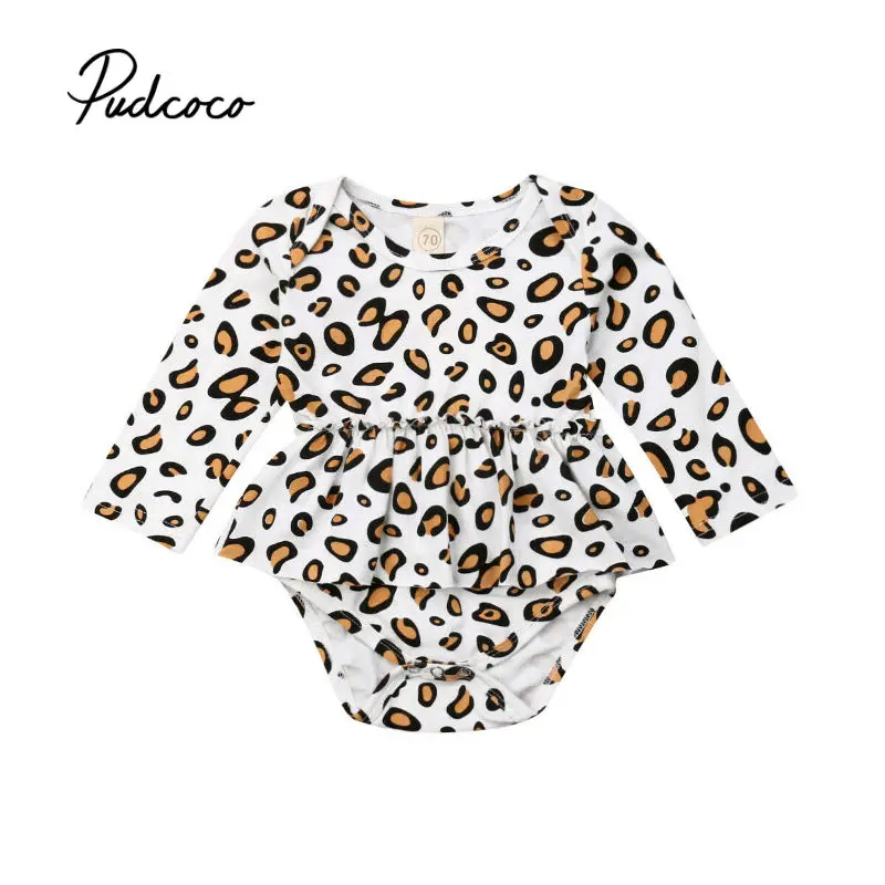 

0-24M Newborn Kids Baby Boy Girls Clothes Summer Long Sleeve Leopard Romper Tassel Casual Cute lovely Outfits new born Sunsuit
