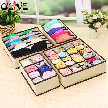 

4 Pcs Underwear Organizer Non-woven Storage Box Home Linen Storage Containers Socks Bra Clothes Case Drawer Separator