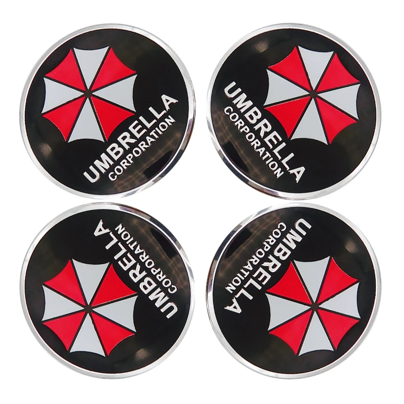 Black 4pcs 56mm Umbrella Corporation for Resident Evil Car Styling Wheel Hub Caps Centre Cover Emblem Badge Sticker Decorative Accessories
