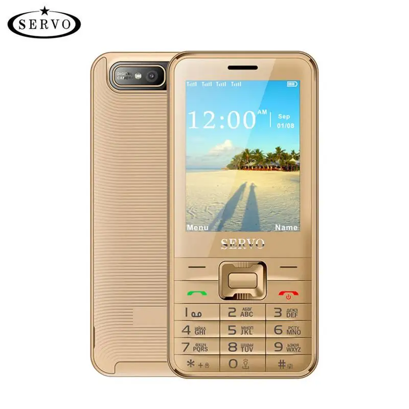SERVO V8100 2.8 Inch 4 Four SIM Cards 4 Standby Cellphone Bluetooth Flashlight FM GPRS Russian Keyboard Mobile Phone