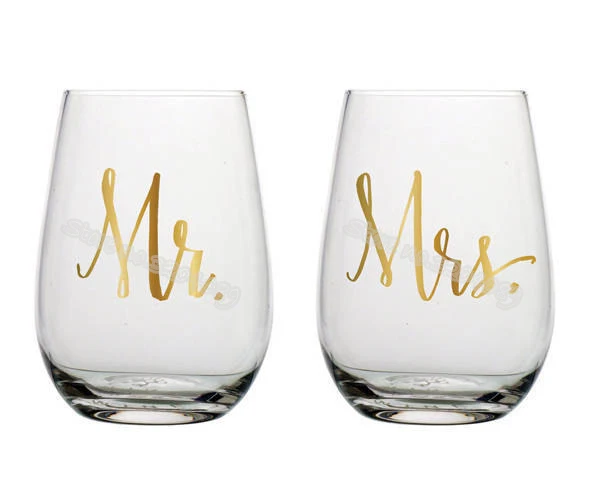 32 шт./компл. Mr& Mrs золотой цвет надпись вино Наклейка на стекло свадебное торжество Stemless winebowl Переводные картинки для художественного декорирования EB023