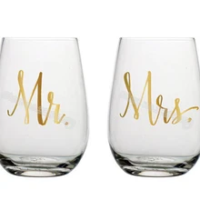 32 шт./компл. Mr& Mrs золотой цвет надпись вино Наклейка на стекло свадебное торжество Stemless winebowl Переводные картинки для художественного декорирования EB023