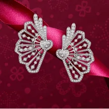 Jankely Известный Дизайн Роскошные Популярные веер серьги гвоздики для женщин Свадебные полный Mirco CZ кубический циркон модные ювелирные изделия