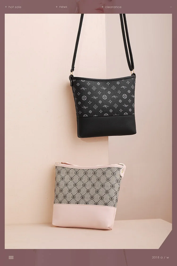 

4 new women's bag is simple and versatile with print patchwork one-shoulder messenger bag BFE19041001 190418 lao