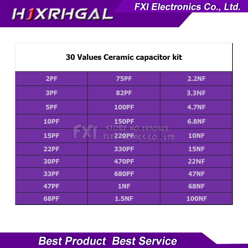 300 шт = 30 видов керамический конденсатор 2PF-0.1UF компонент diy Образцы комплект и