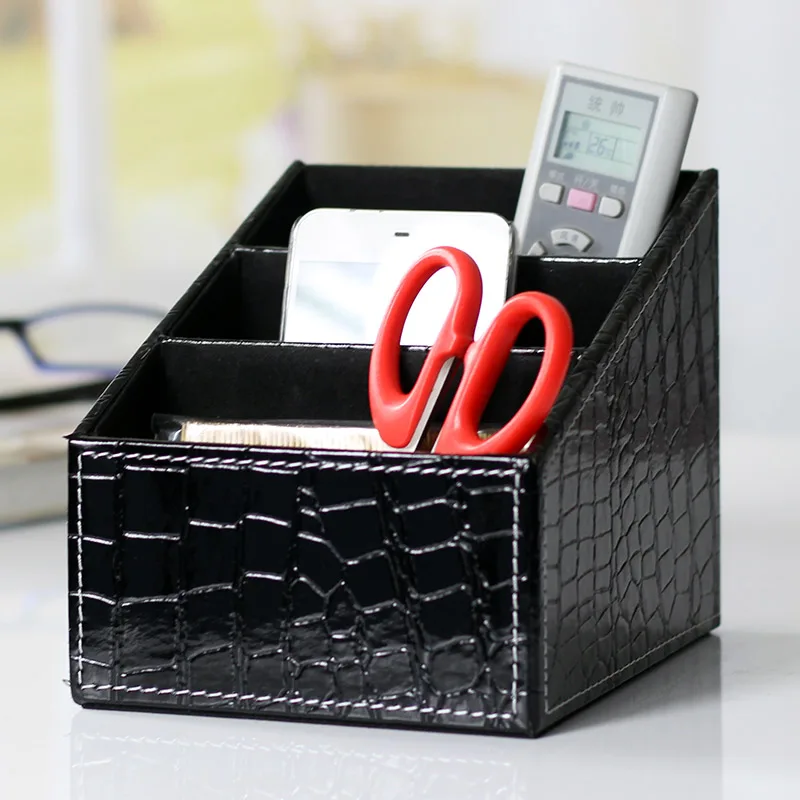 

Household Desktop Leather Remote Control Storage Box