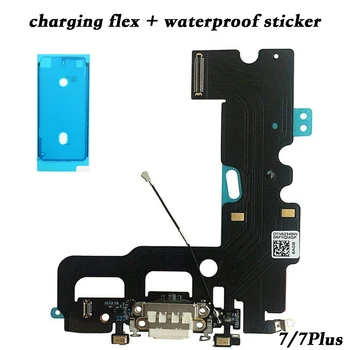 

2pcs/set For iPhone 7 7 Plus Charging Port Dock Connector with Microphone Flex Cable + waterproof sticker