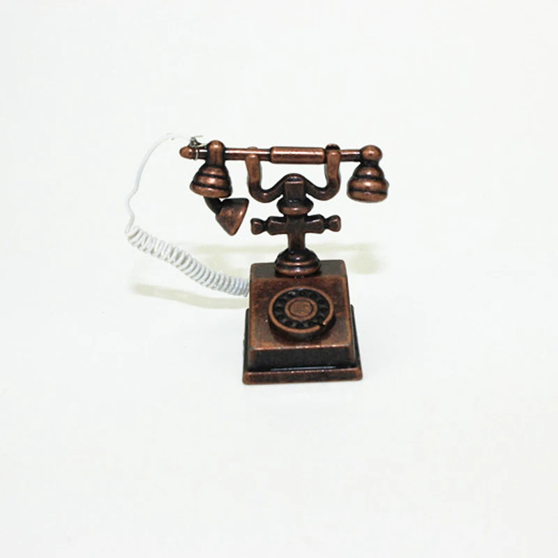 

1:12 Miniature Phone Model Alloy Vintage Retro Rotary Telephone Dollhouse Decoration Accessories M09