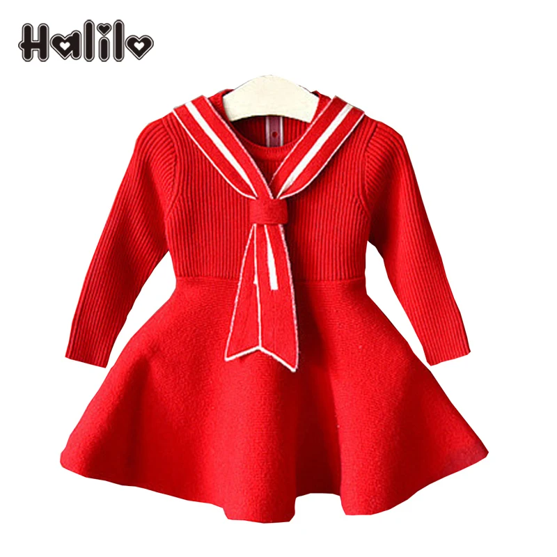 

Halilo New 2019 Spring Girls Dress Long Sleeve Solid Color Kids Clothes A-line Children Dresses Casual Toddler Girl Dresses